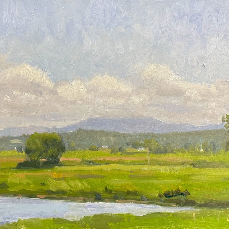 Mount Baker Behind The Clouds, oil on panel, 12 x 15 inches, copyright ©2022