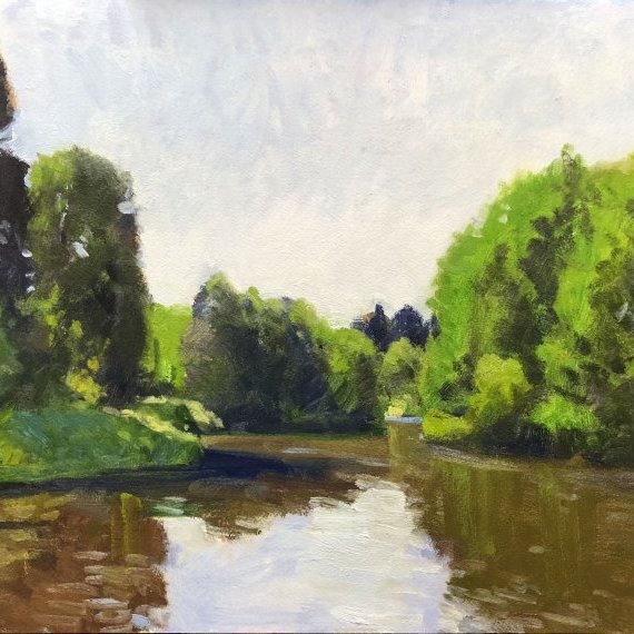 Sammamish Slough Apunte 1, oil on prepared paper, x inches, copyright ©2018