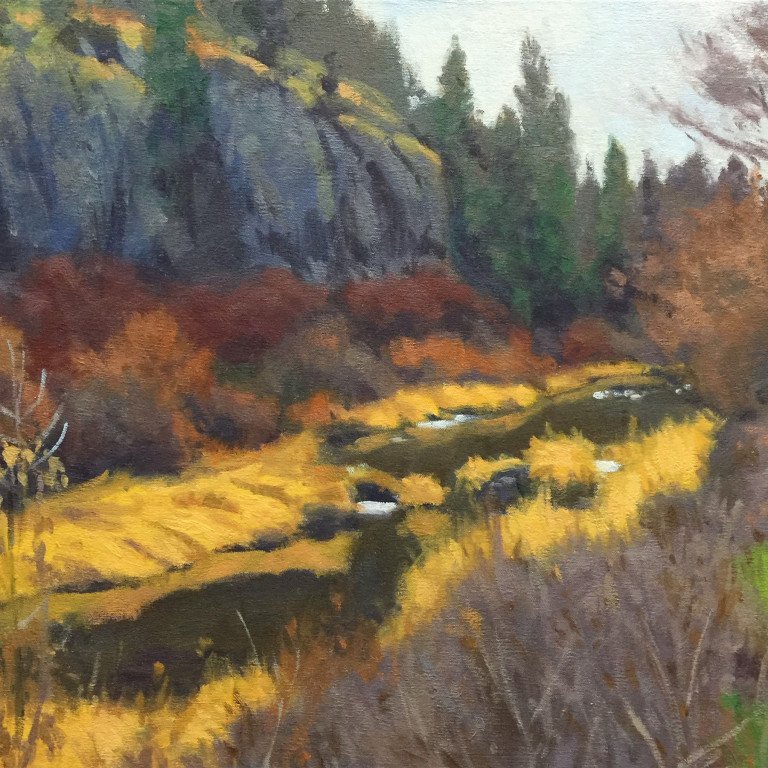 Latah Creek Cliffs, oil on canvas, 18 x 24 inches, copyright ©2015