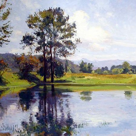 Pond, oil on canvas, 36 x 36 inches, copyright ©2004