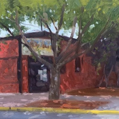 Smokey Joe's, Snoqualmie WA, oil on panel, 12 x 24 inches, copyright ©2018