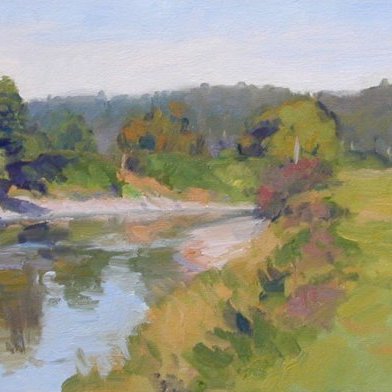 Snoqualmie River, oil on canvas, 9 x 18 inches, copyright c.1998.