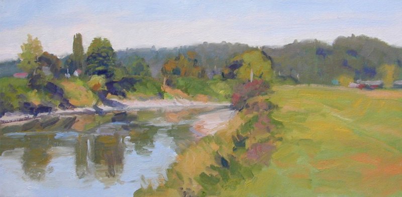 Snoqualmie River, oil on canvas, 9 x 18 inches, copyright c.1998.