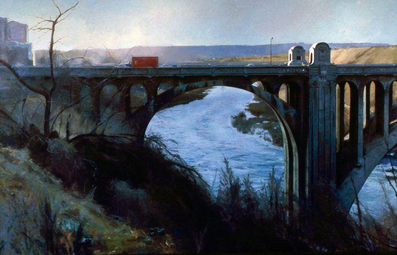 Monroe Street Bridge, oil on canvas, 68 X 105 inches, copyright ©1984