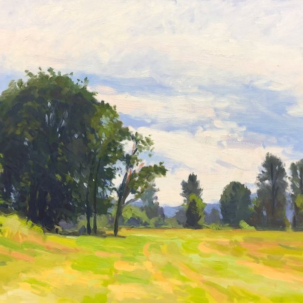 Grazing Field, oil on panel, 18 x 24 inches, copyright ©2005