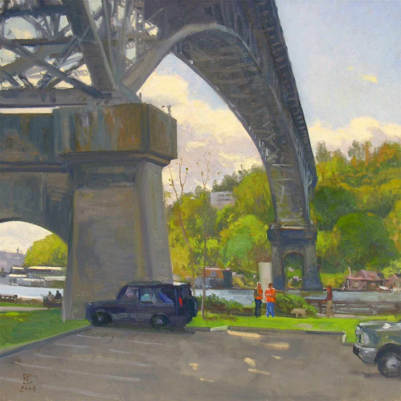 Beneath The Aurora Bridge, oil on canvas, 36 x 36 inches, copyright ©2004, $4,900