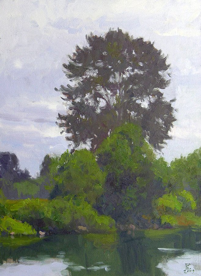 On The Snohomish River, oil on canvas, 24 X 18 inches, copyright ©2009, $2,500