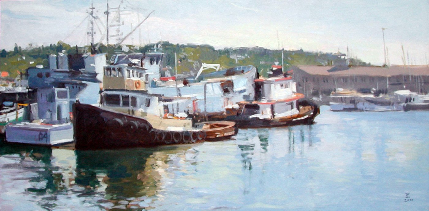 Fishermans Terminal II, oil on panel, 18 X 36 inches, copyright ©2001