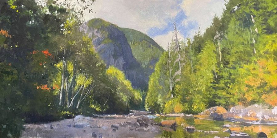 Olallie Morning, oil on linen, 26 x 52, copyright ©2002