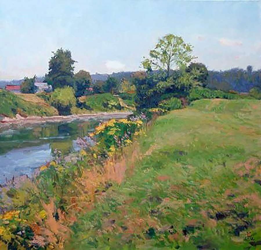 Bank Of The River, oil on canvas, 36 X 36 inches, copyright ©2002